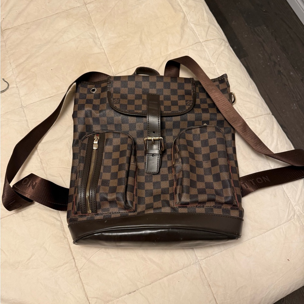 Checkered Brown Men's Bag